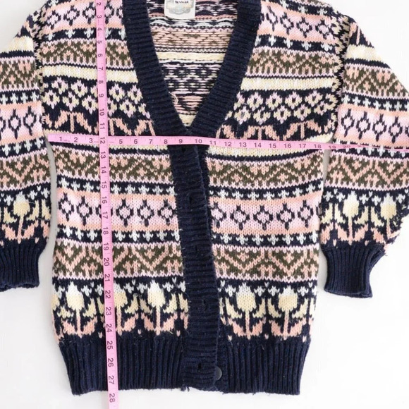 Vintage Pure Stuff Navy and Pink Knit Button Cardigan  Size Small - Picture 5 of 12